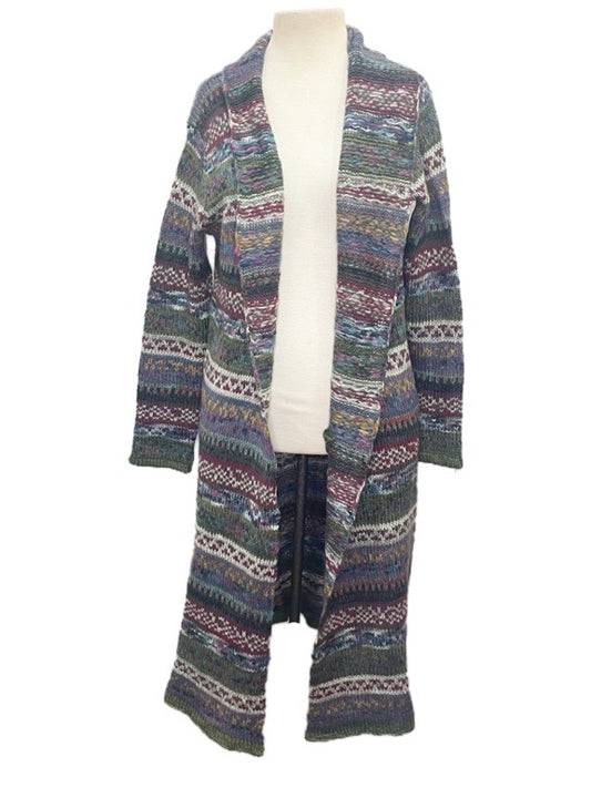 Long wool cardigan w/pockets