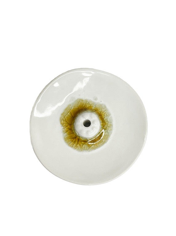 Ceramic incense holder with 5mm hole for thicker incense 9cm diameter - various