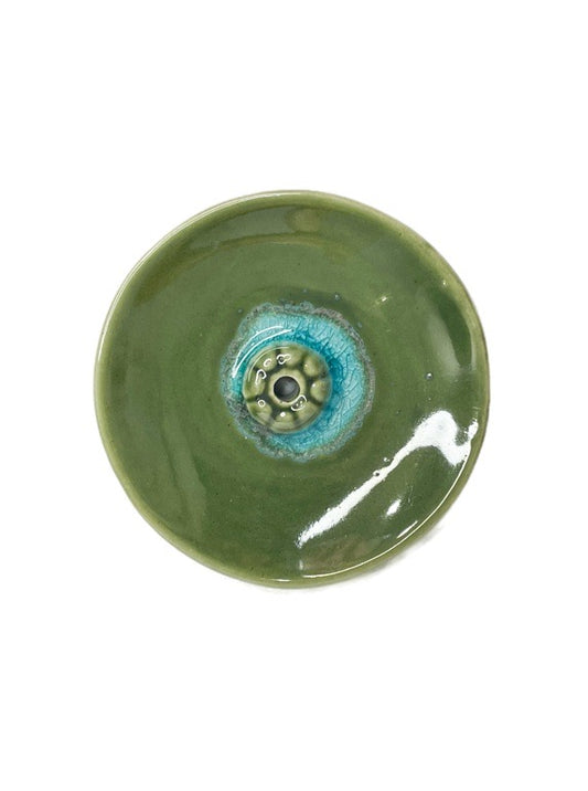Ceramic incense holder with 5mm hole for thicker incense 9cm diameter - various
