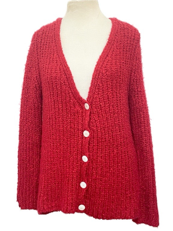 ❤Boucle ribbed v-neck cardigan
