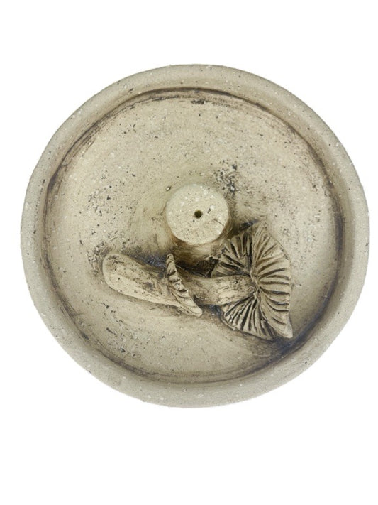 Hand made ceramic mushroom detail incense holder 11cm