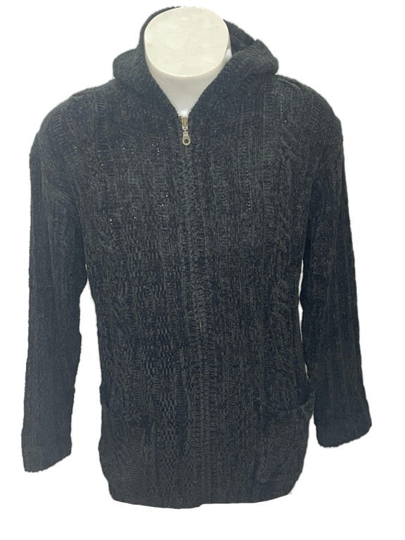 ❤Chenille knitted cardigan with hood & zip