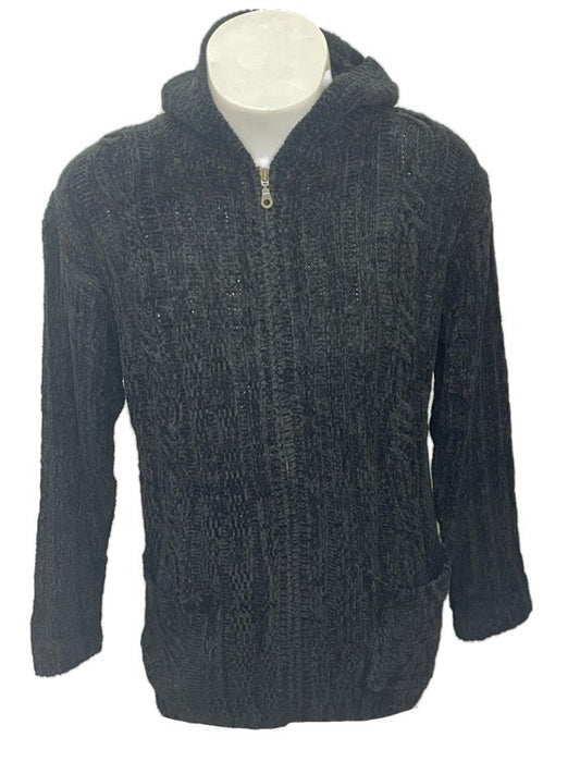 ❤Chenille knitted cardigan with hood & zip