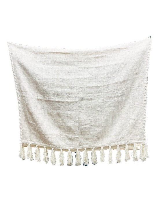 ❤Cotton & ramie throw with tassels & crochet trim - various
