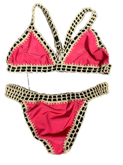Bikini with contrast crochet trim - various