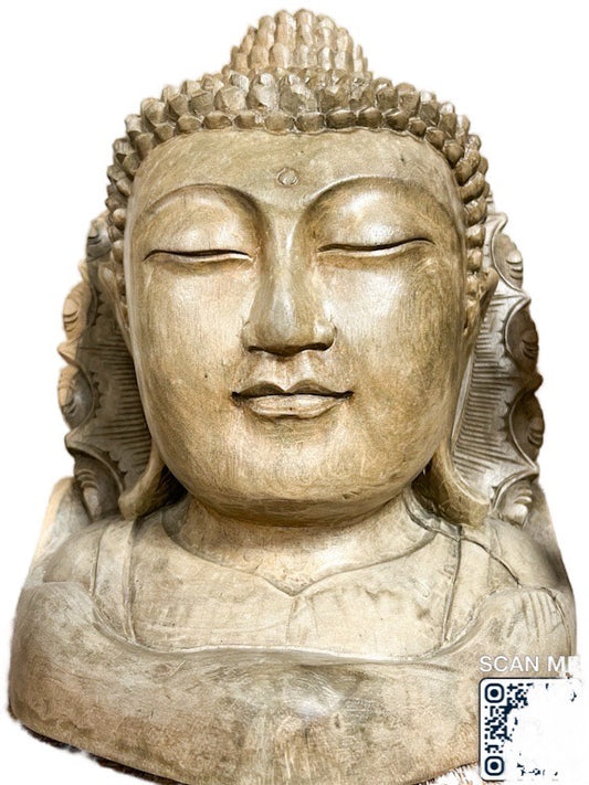 Buddha wooden hand craved head 30cm