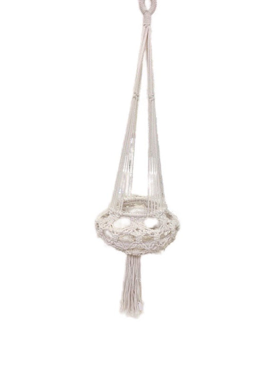 New Design macrame plant hanger with beads - one tier