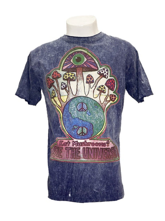 "See the universe Yin Yang" navy cotton tee shirt - Large 56cm 1/2 chest