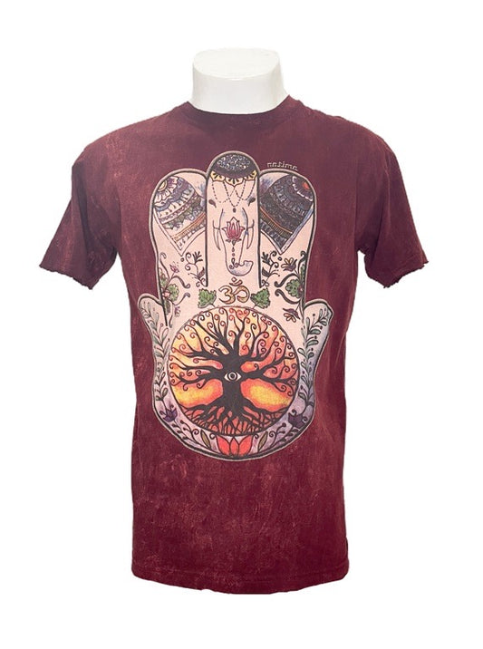 "Hamsa Tree of Life" cotton tee shirt - Medium 54cm 1/2 chest - various colours