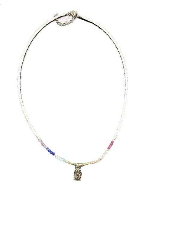 ❤Crystal necklace with Owl/shell pendant