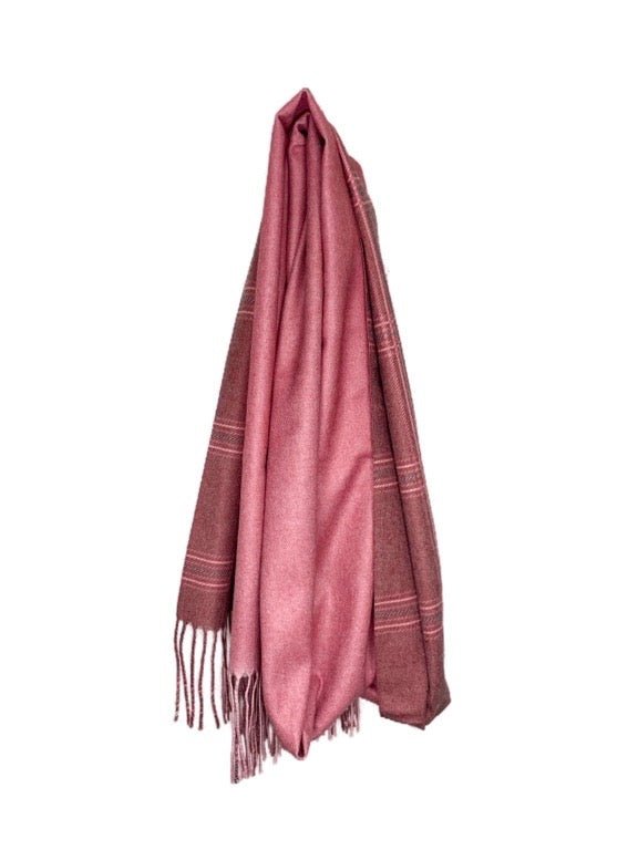 Cashmere pashmina - Check and plain 2 tone 66 x 186cm - various colours