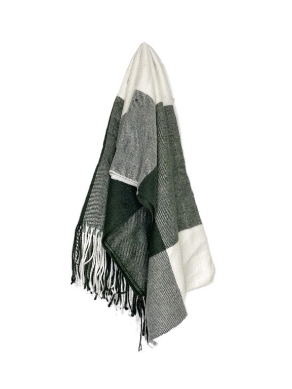 ❤White and grey check cashmere scarf