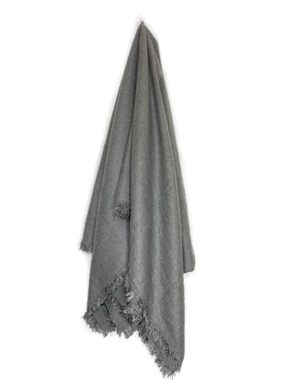 Cashmere scarf, plain colours with short fringe - 84 x 192cm- various