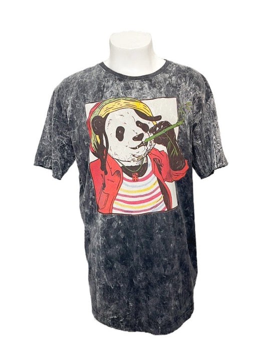 "Panda Colour Print " Black cotton tee shirt - 2X-Large 62cm 1/2 chest