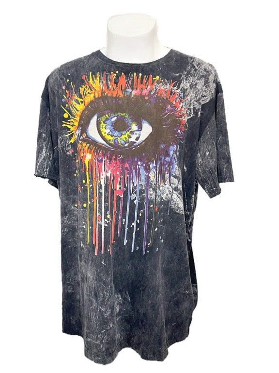 "Eye Colour Print " Black cotton tee shirt - 3X-Large 65cm 1/2 chest