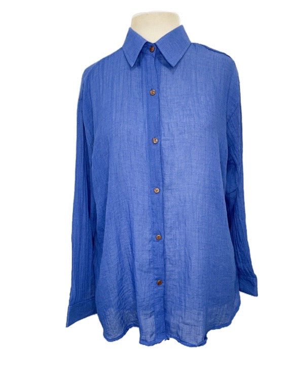 "Long Sleeve Full Button cotton Shirt" various colours one size/Large