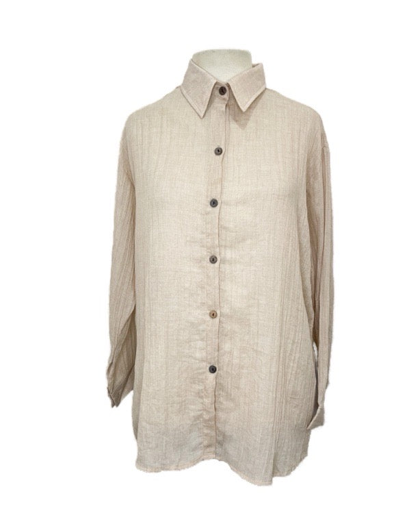 "Long Sleeve Full Button cotton Shirt" various colours one size/Large