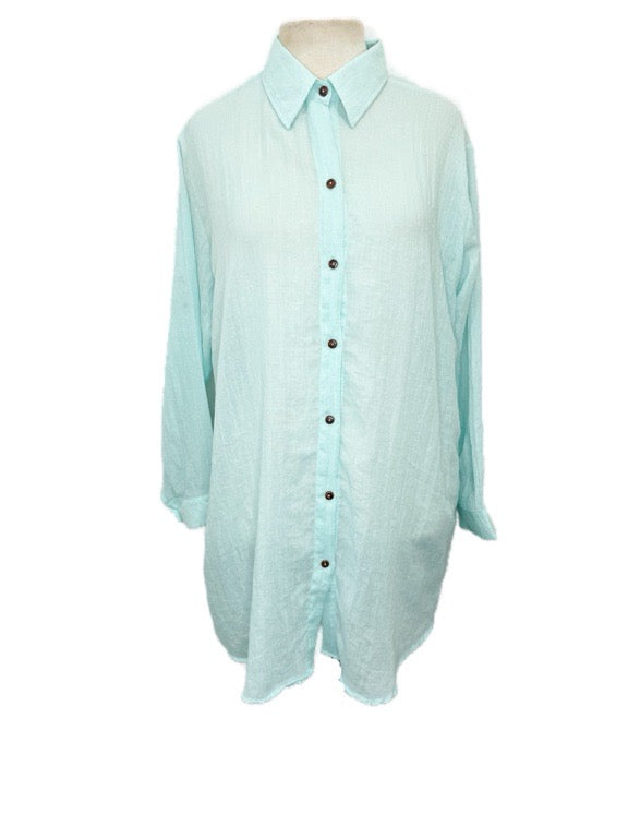 Cotton Full Button Shirt 85cm long - various colours/one size