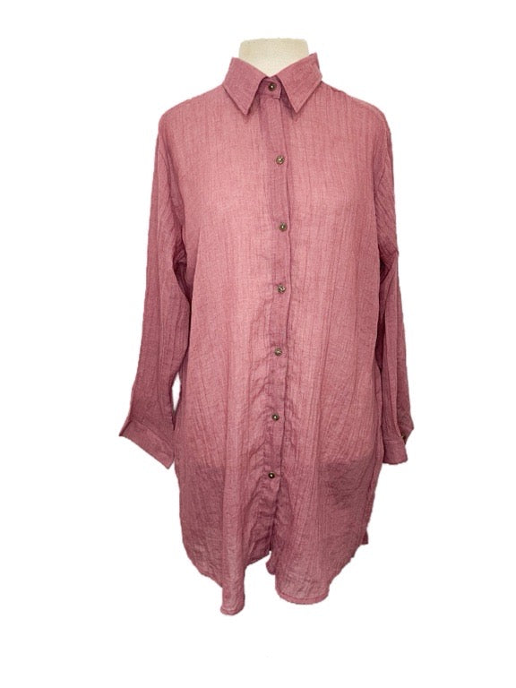 Cotton Full Button Shirt 85cm long - various colours/one size