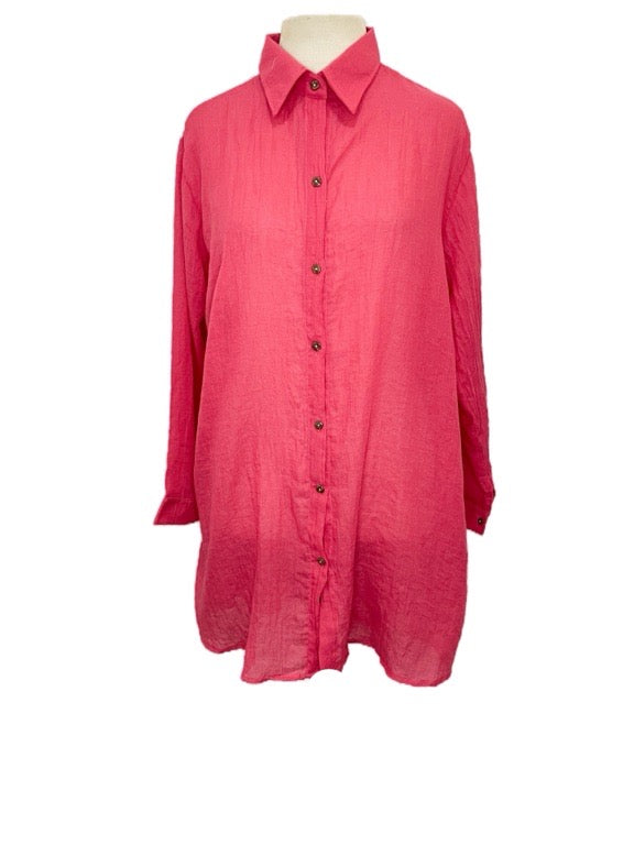 Cotton Full Button Shirt 85cm long - various colours/one size