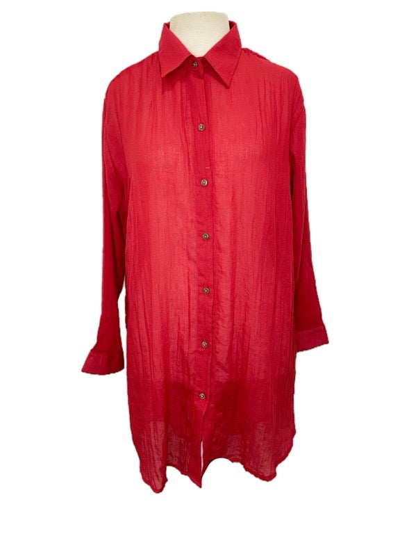 Cotton Full Button Shirt 85cm long - various colours/one size