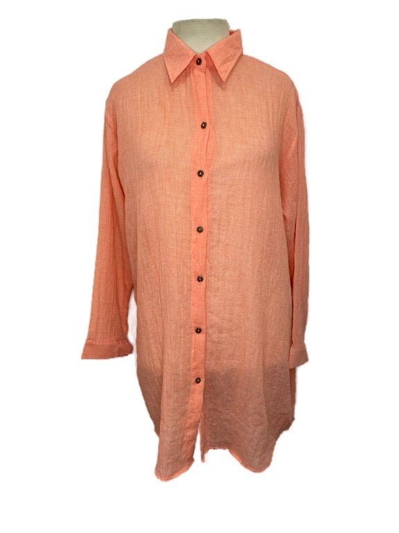 Cotton Full Button Shirt 85cm long - various colours/one size