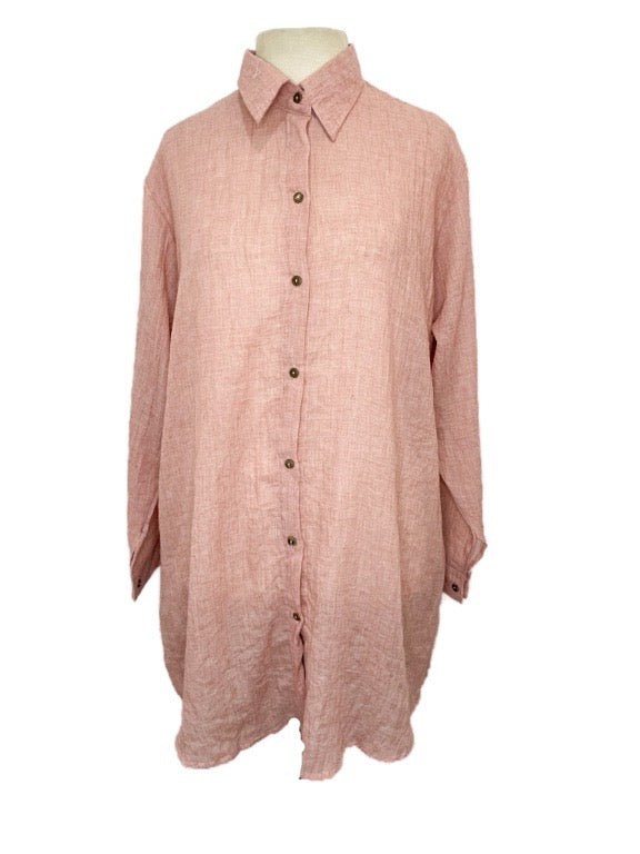 Cotton Full Button Shirt 85cm long - various colours/one size