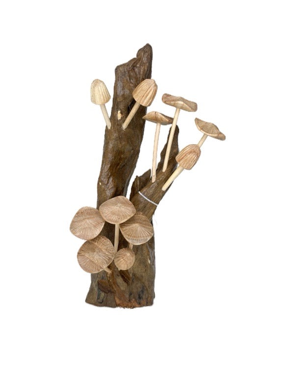 Large wooden mushroom +/- 30cm - various