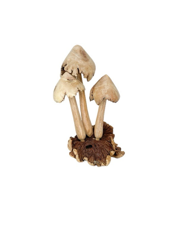 Wooden mushroom trio 15cm- various