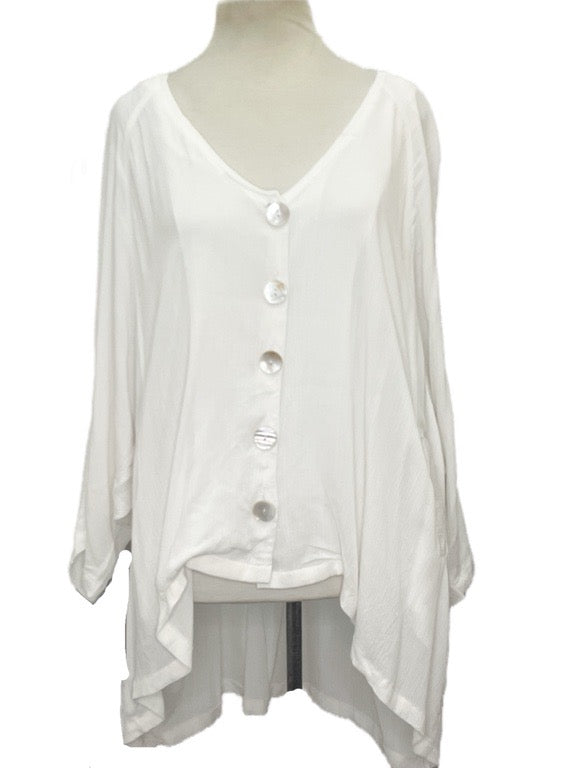 ❤Boxy crinkle top with shell buttons