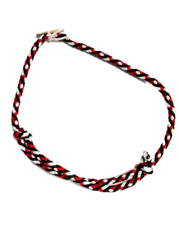 Red, black & white string bracelet