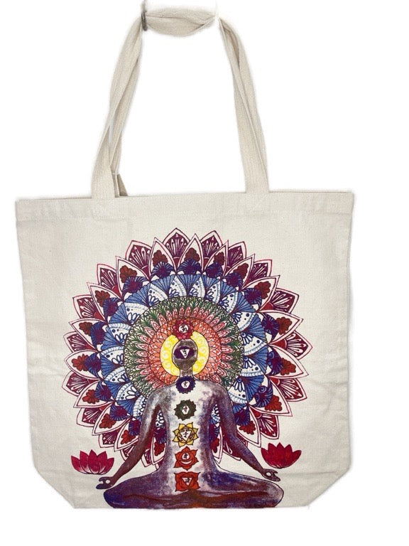 Cotton printed shopper bag - 49 x 49cm - various