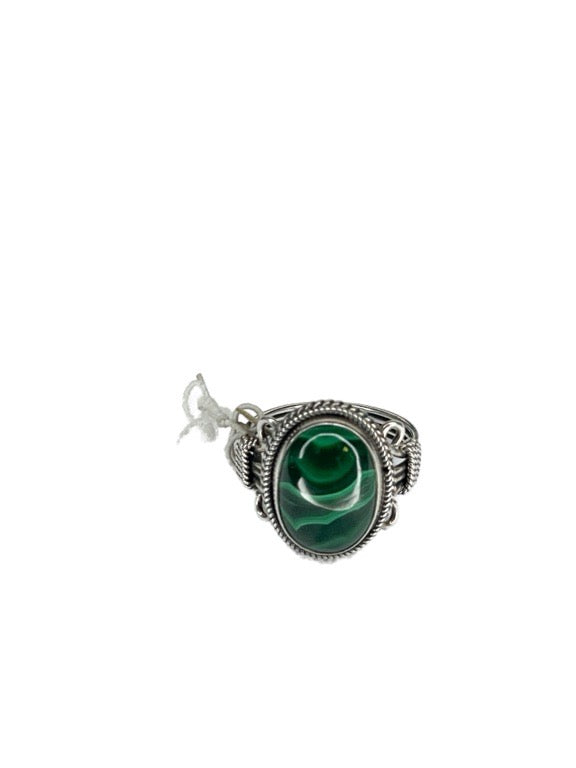 ❤Oval malachite silver ring