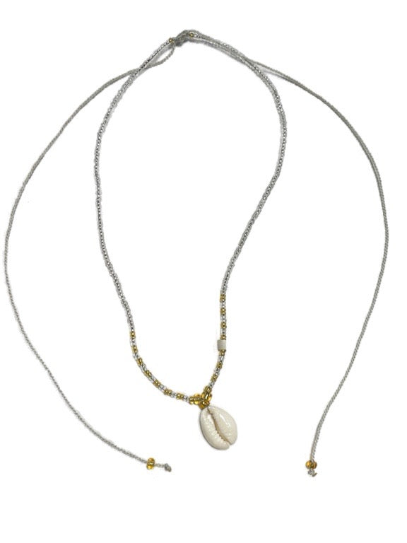 ❤Seed bead and crystal necklace with cowry shell - various