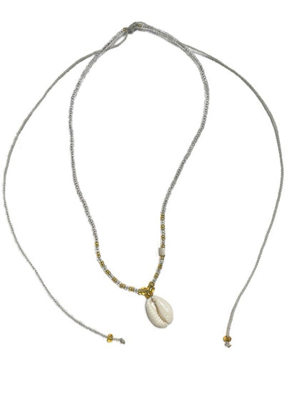 ❤Seed bead and crystal necklace with cowry shell - various