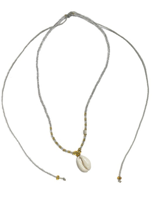 ❤Seed bead and crystal necklace with cowry shell - various