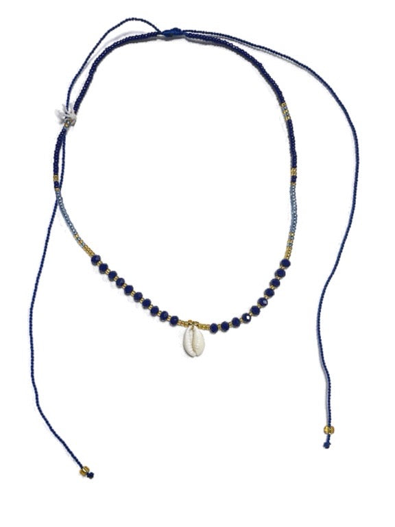 ❤Seed bead and crystal necklace with cowry shell - various
