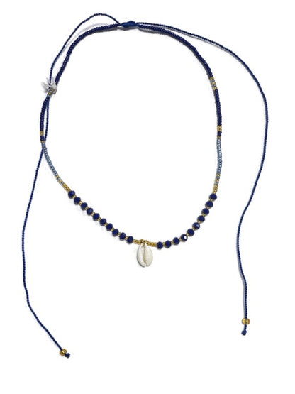 ❤Seed bead and crystal necklace with cowry shell - various