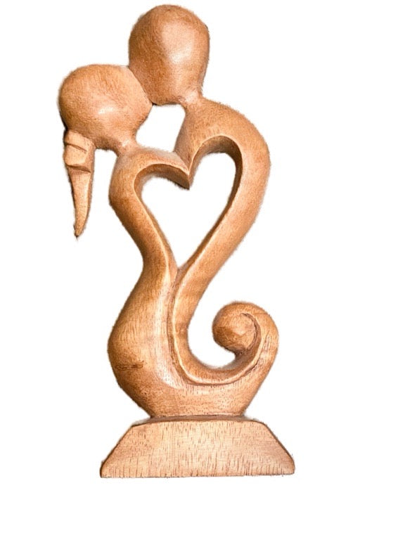 Mother and baby wooden statue 20cm