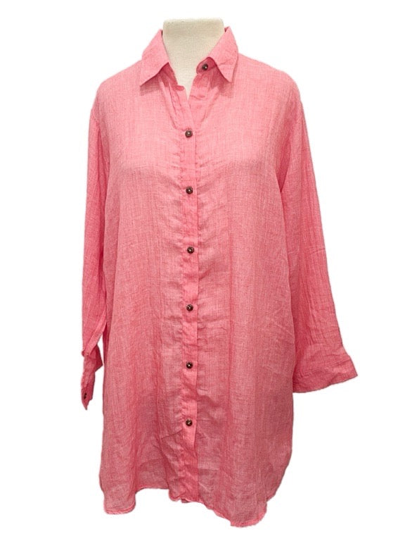 Cotton Full Button Shirt 85cm long - various colours/one size