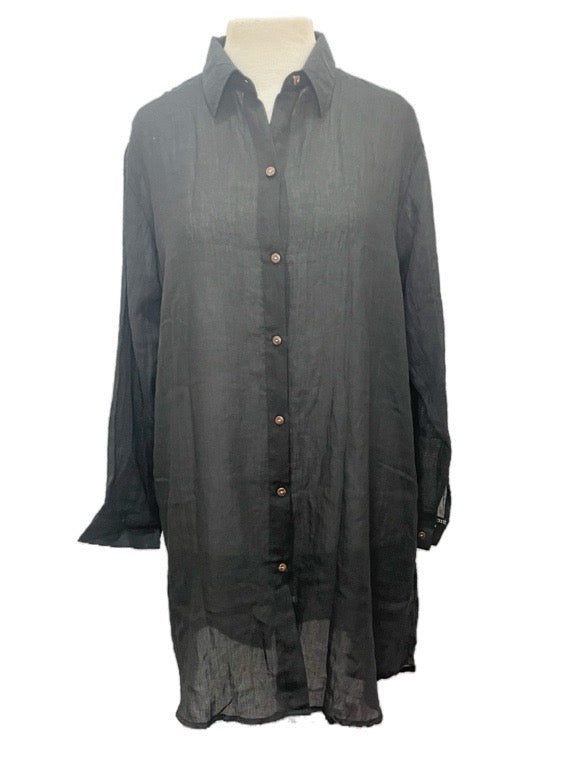 Cotton Full Button Shirt 85cm long - various colours/one size