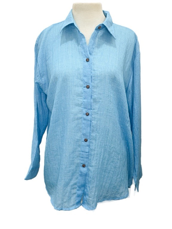 "Long Sleeve Full Button cotton Shirt" various colours one size/Large