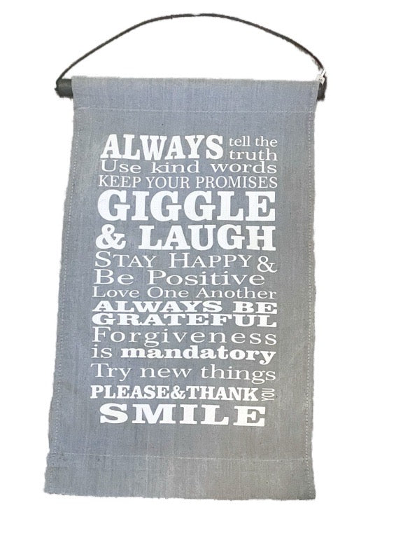 Gray banner with motivational text on a white background