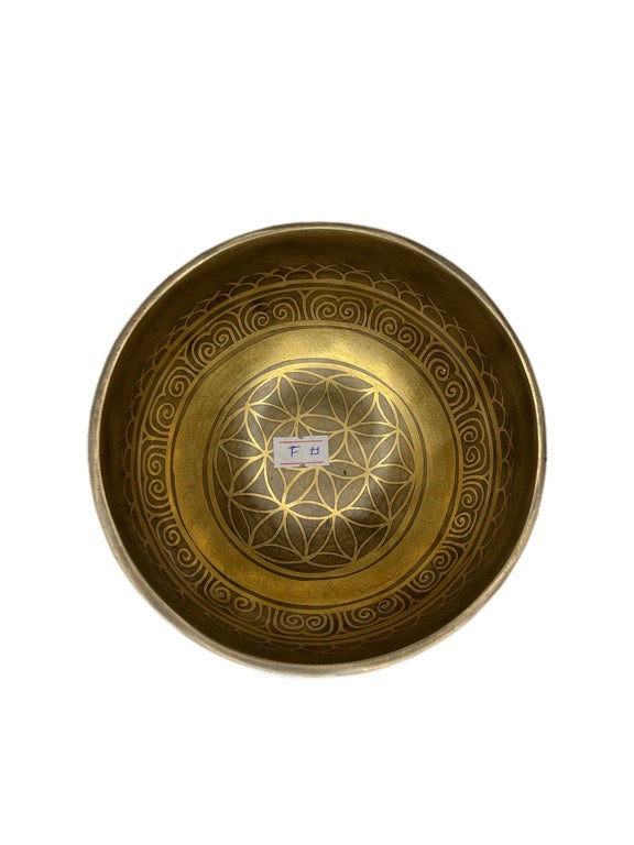 Singing Bowl Etched Tibetan /- 13cm diameter - various notes & designs