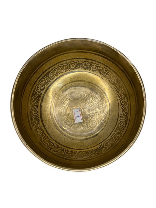 Singing Bowl Etched Tibetan hand beaten +/- 14/15cm diameter - various notes & designs