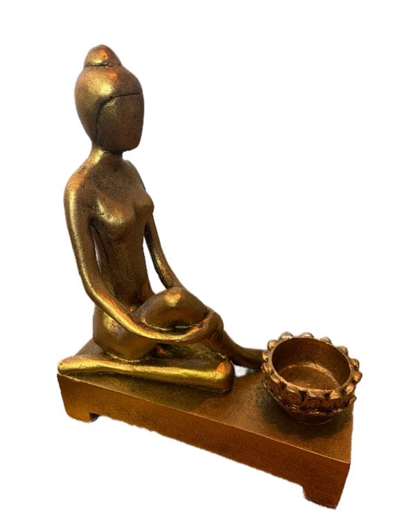 Yoga leg stretch pose candle holder