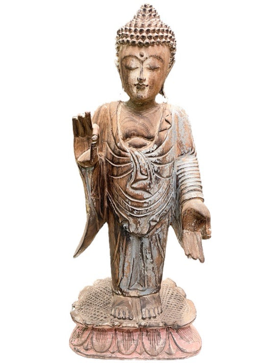 Standing wooden mudra Buddha