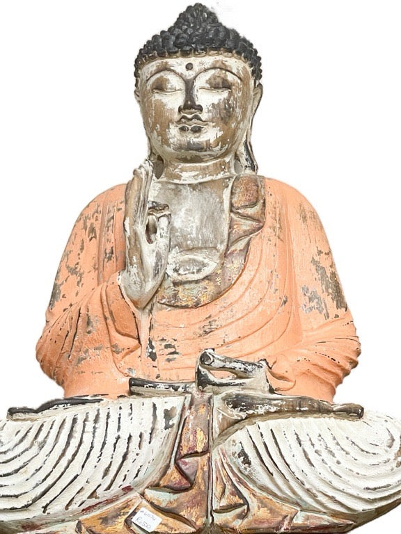 Wooden hand carved & painted Buddha 50cm