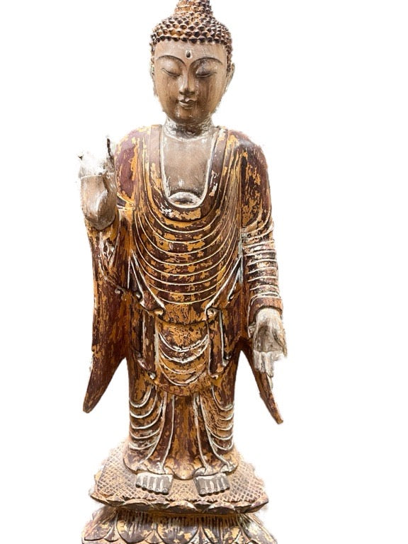 Wooden hand carved & painted Buddha 100cm
