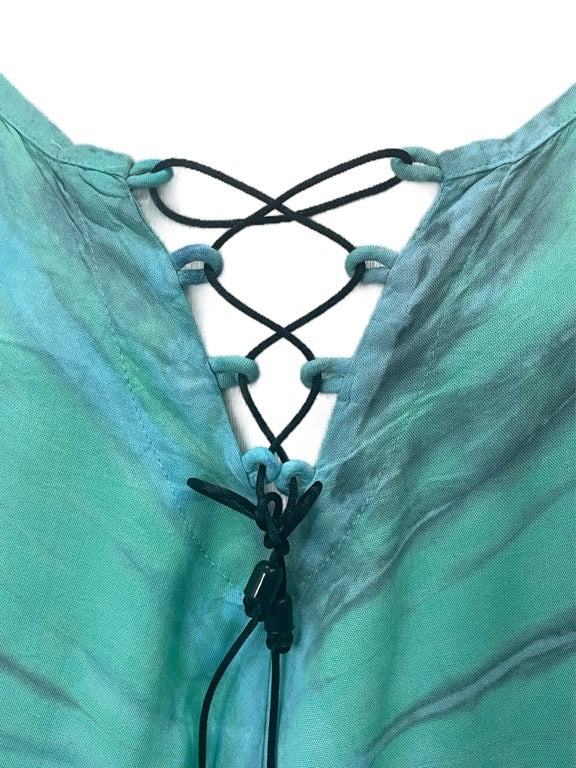 Tie dye shorts jumpsuit with front lace-up - various
